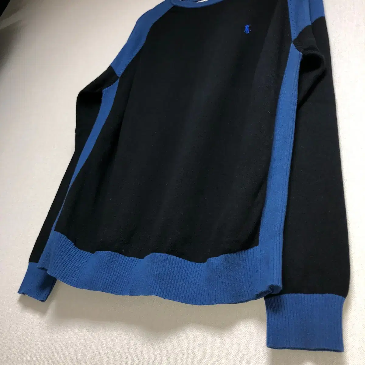 Polo Ralph Lauren 블루&블랙 배색 니트 스웨터 (XL)