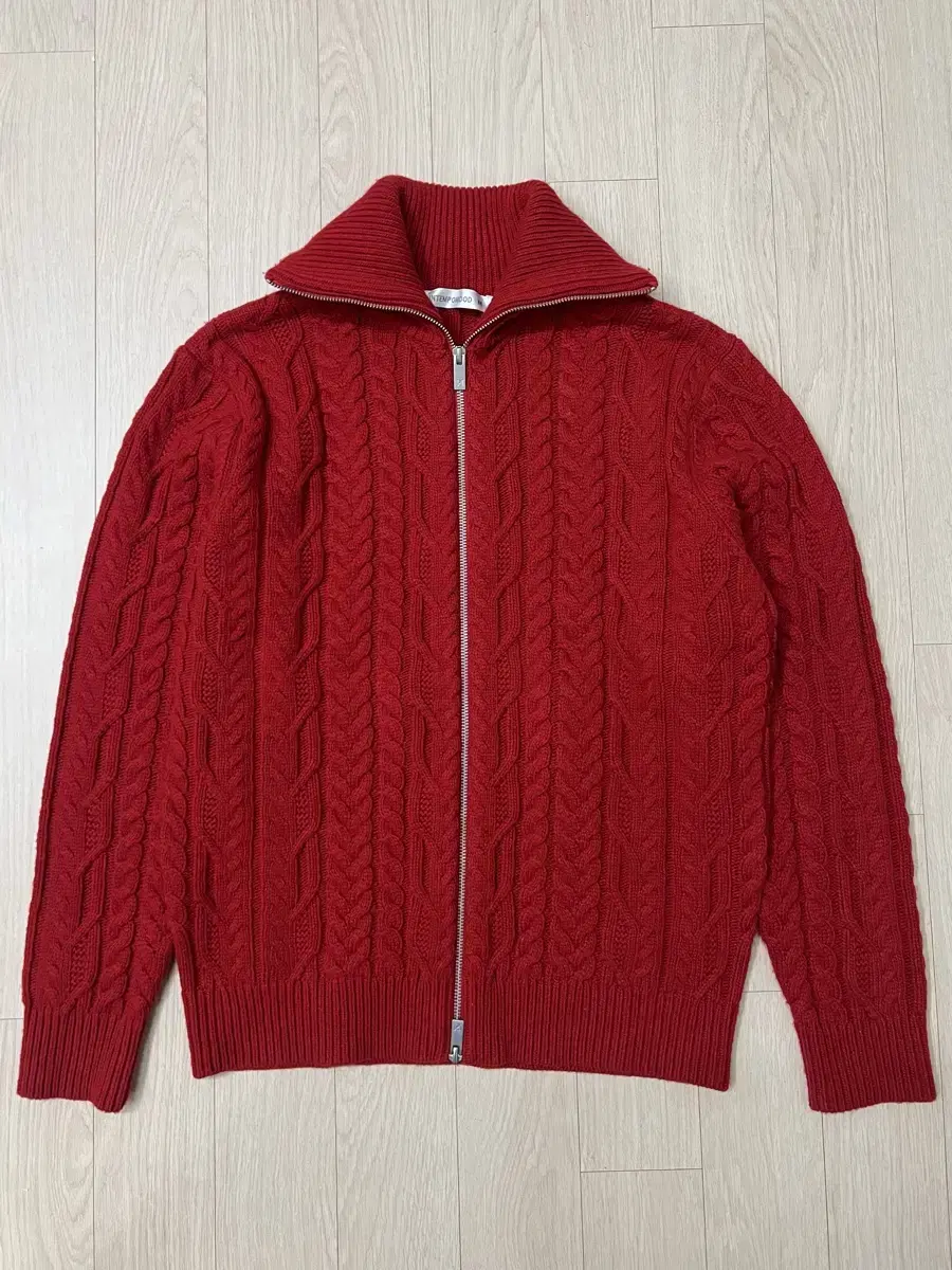 [M]Intemperate Fisherman Zip-Up Knit Red