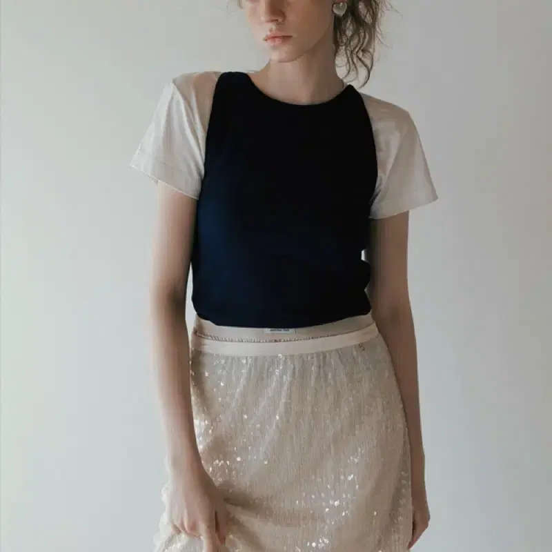 오버듀플레어 스팽글 스커트 spangle layer skirt