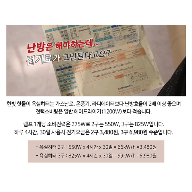 벽걸이 3구 전기 히터 [무배] 욕실 적외선 난방기 / 화장실 온풍기