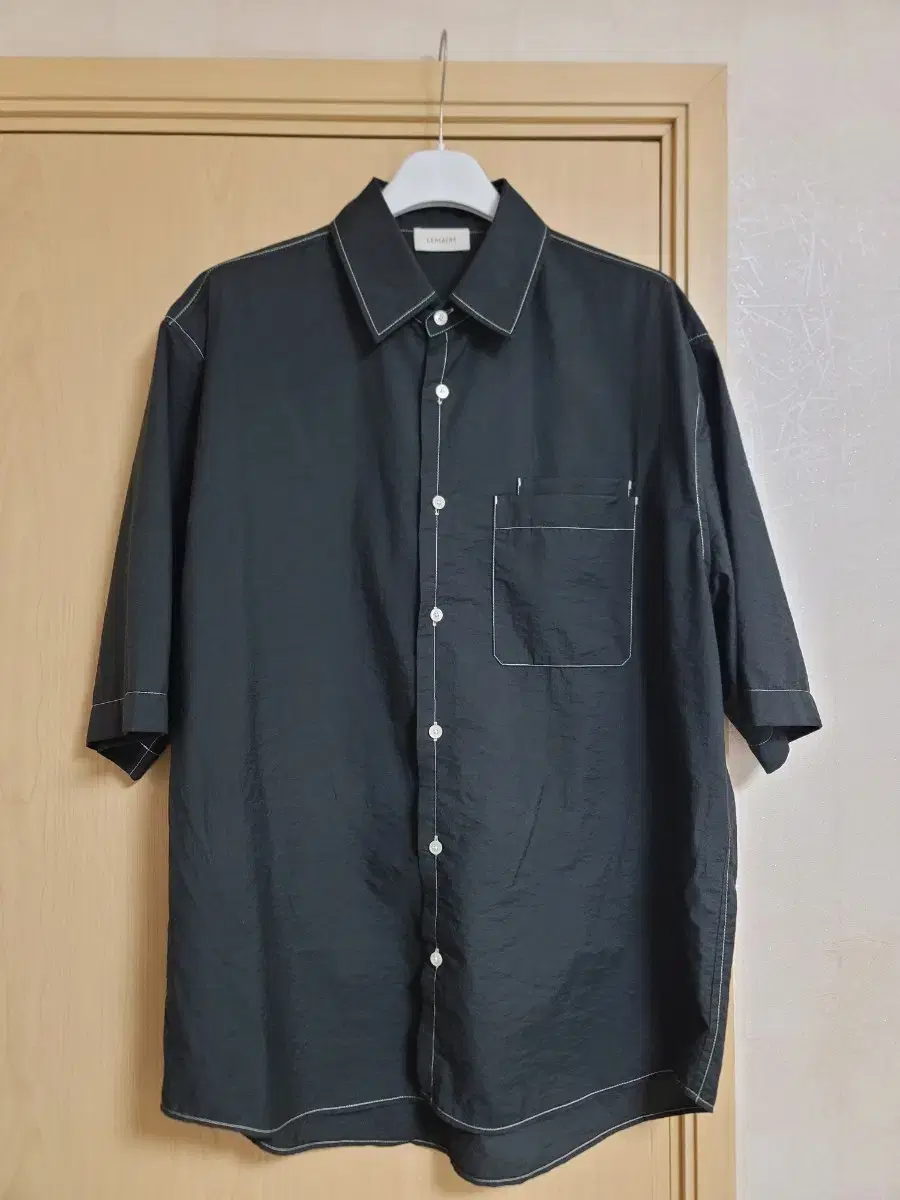 Lemaire 24SS Double Pocket Short Sleeve Shirt Black Size 44