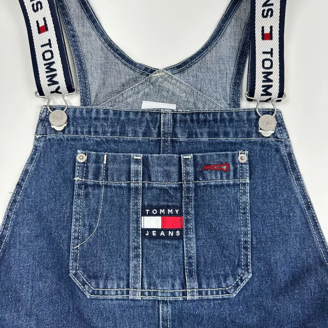 Tommy Jeans 타미 진스 루즈핏 데님 멜빵 바지 S