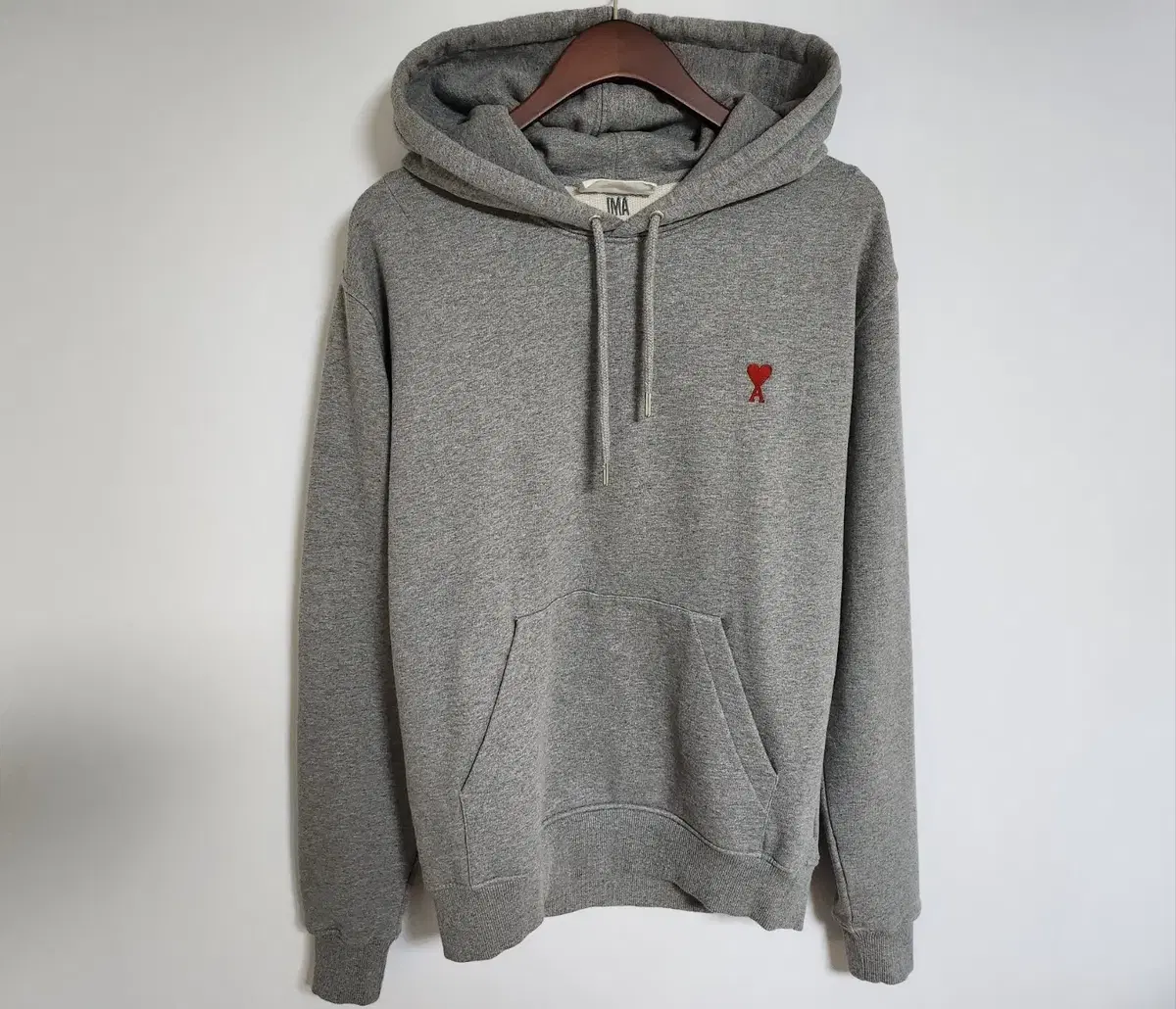 M Army Gray Small Heart Embroidered Hoodie E21HJ008 730