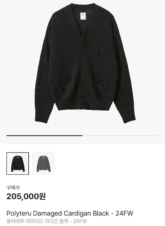 [3]Polyester Damaged Cardigan Black