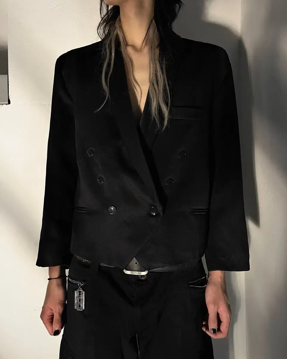 French-made vintage avant-garde semi cropped over-fit genderless blazer jacket