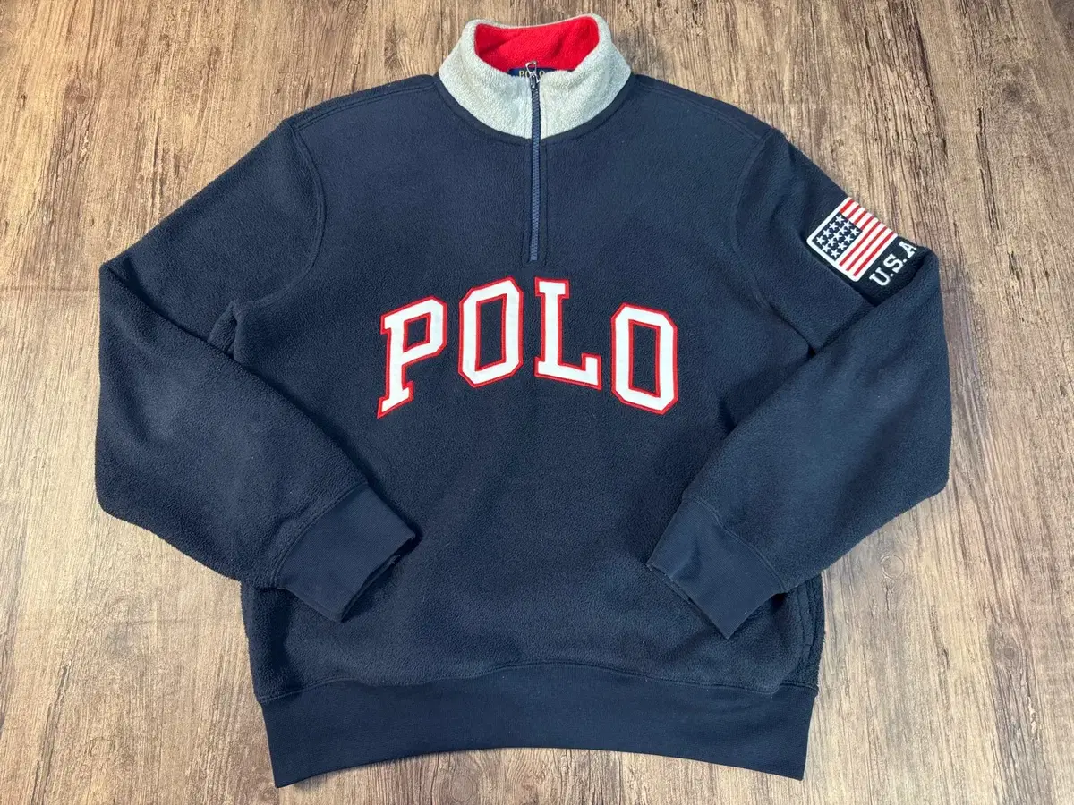 [ S ] Polo Ralph Lauren Half Zip Up Star-Spangled Fleece Navy A+