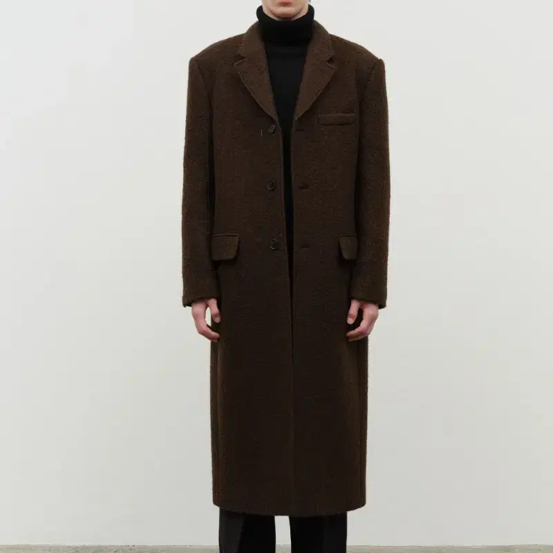 [XL]던스트 3 BUTTON BOUCLE WOOL COAT BROWN