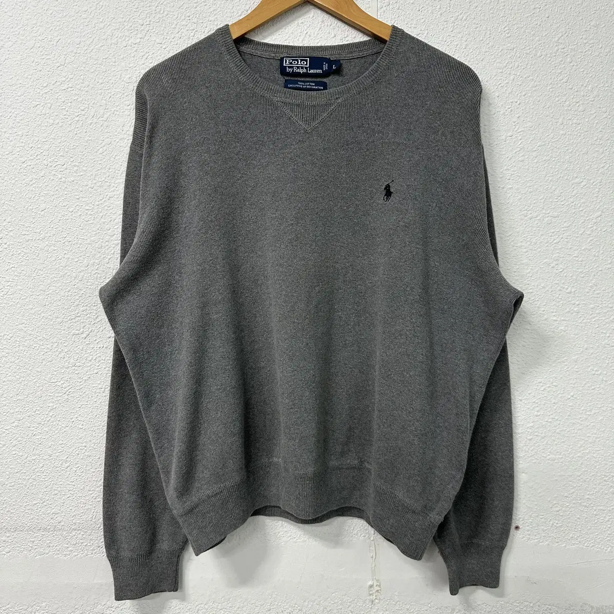 [L] Polo Ralph Lauren Cotton Round Knit Gray 7908