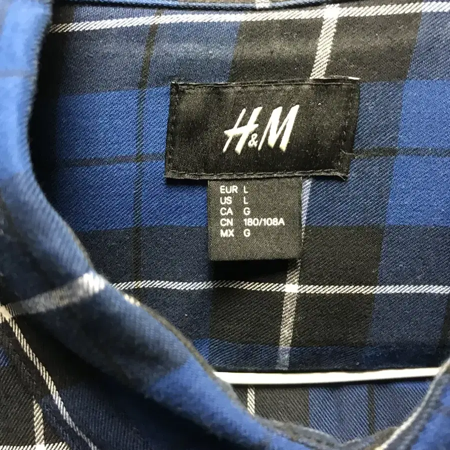 H&m 체크셔츠 파란색 L