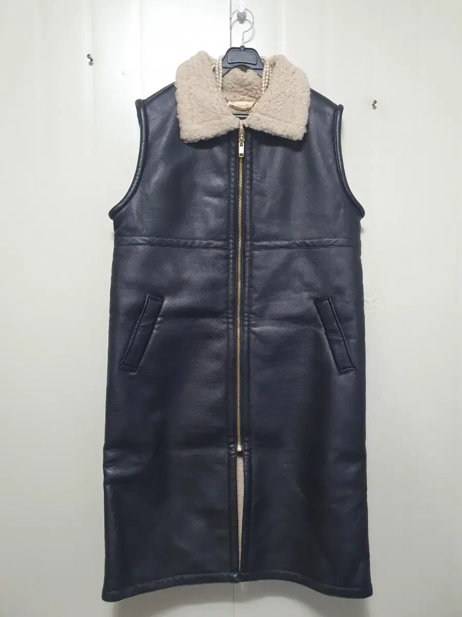 BLUE GENES puffer faux-fleece down-lined mustang long coat.Vest.