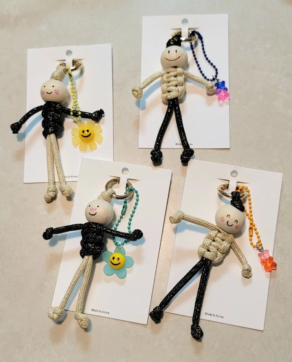 4 handmade worry dolls