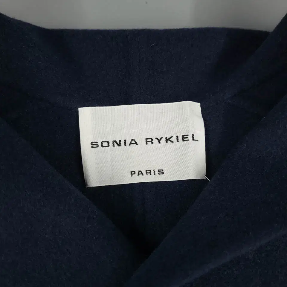 SONIA RYKIEL 네이비 아이보리 크림 블랙 배색 라이닝 울 나일론