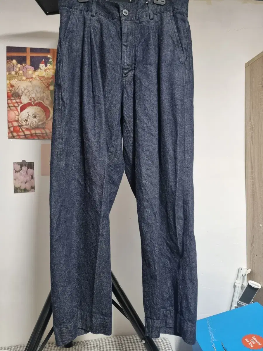 EarsAgain Indigo Okayama Cotton Drill Wide Chino Pants M