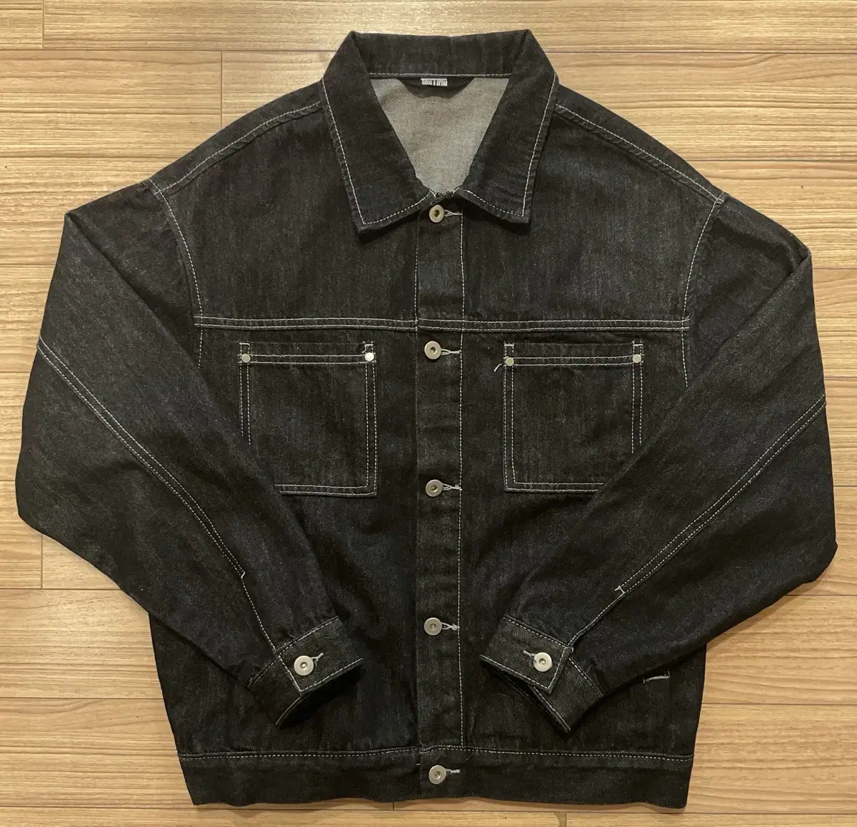 Trilion Wash Stitch Denim Jacket Size L Black