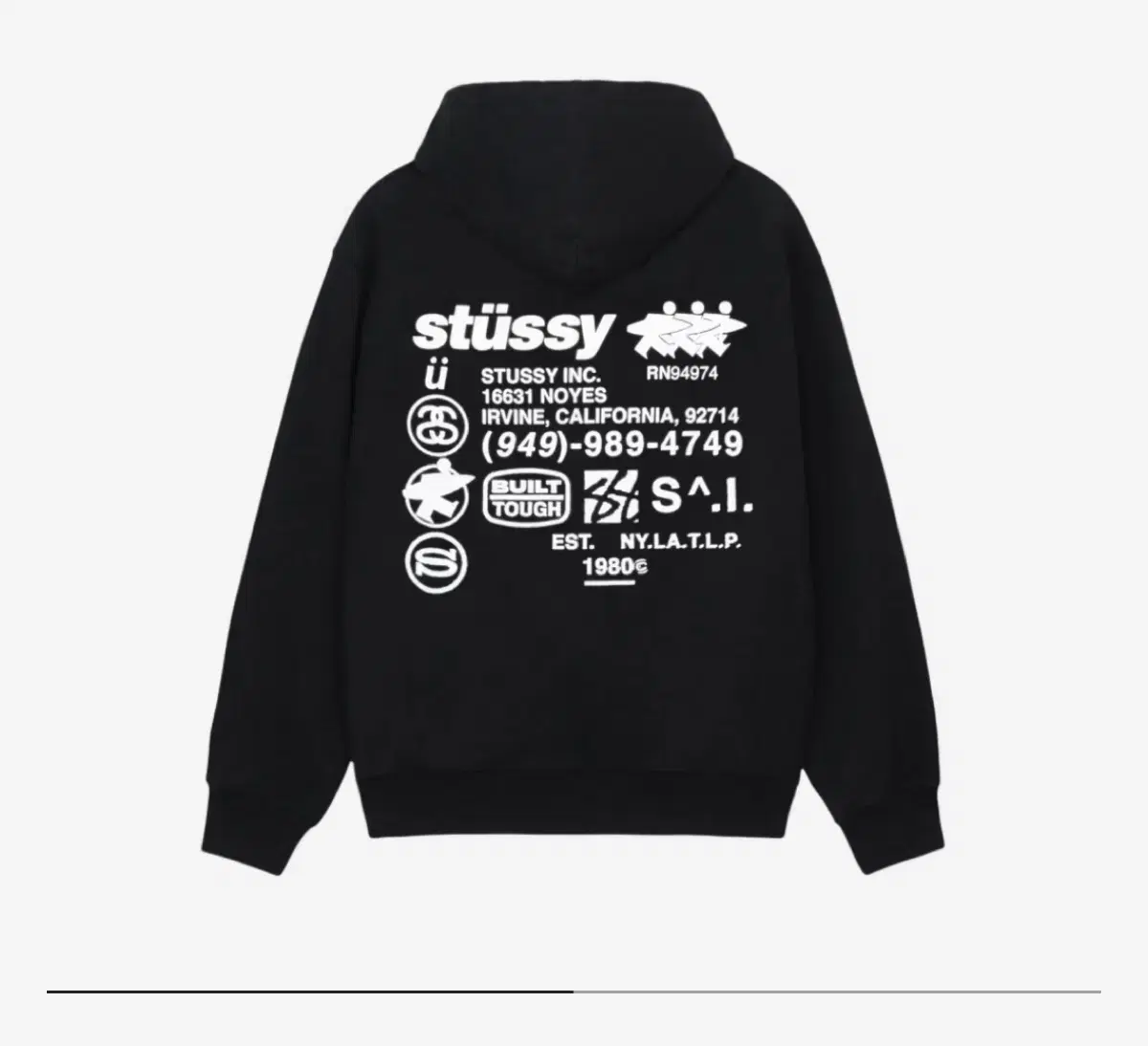 스투시 후드집업 Stussy DNA Zip Hoodie Black