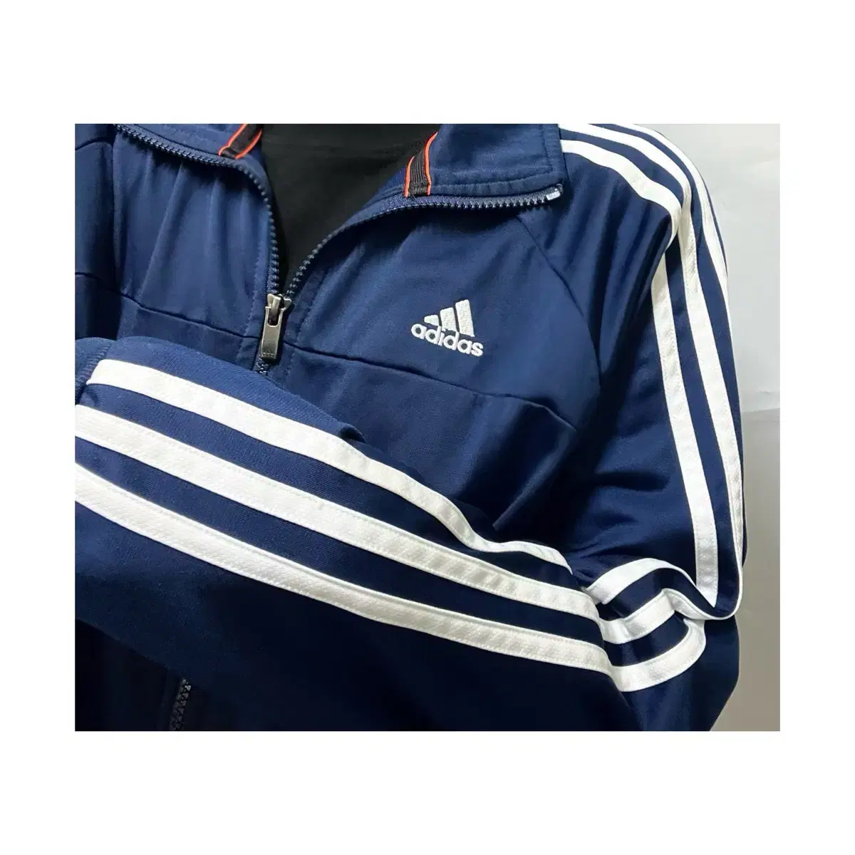 adidasJerseyNavyWhiteTrackTop TrainingJerseyGathered