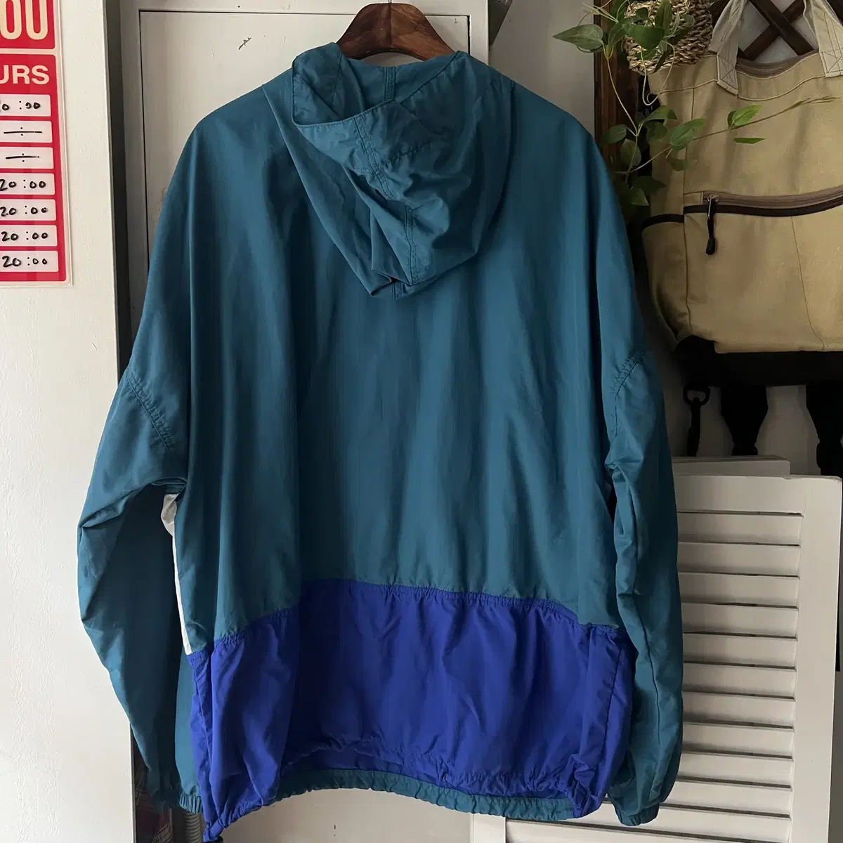 [XL]90's L.L.Bean 엘엘빈 배색 하프집업 나일론 아노락 자켓