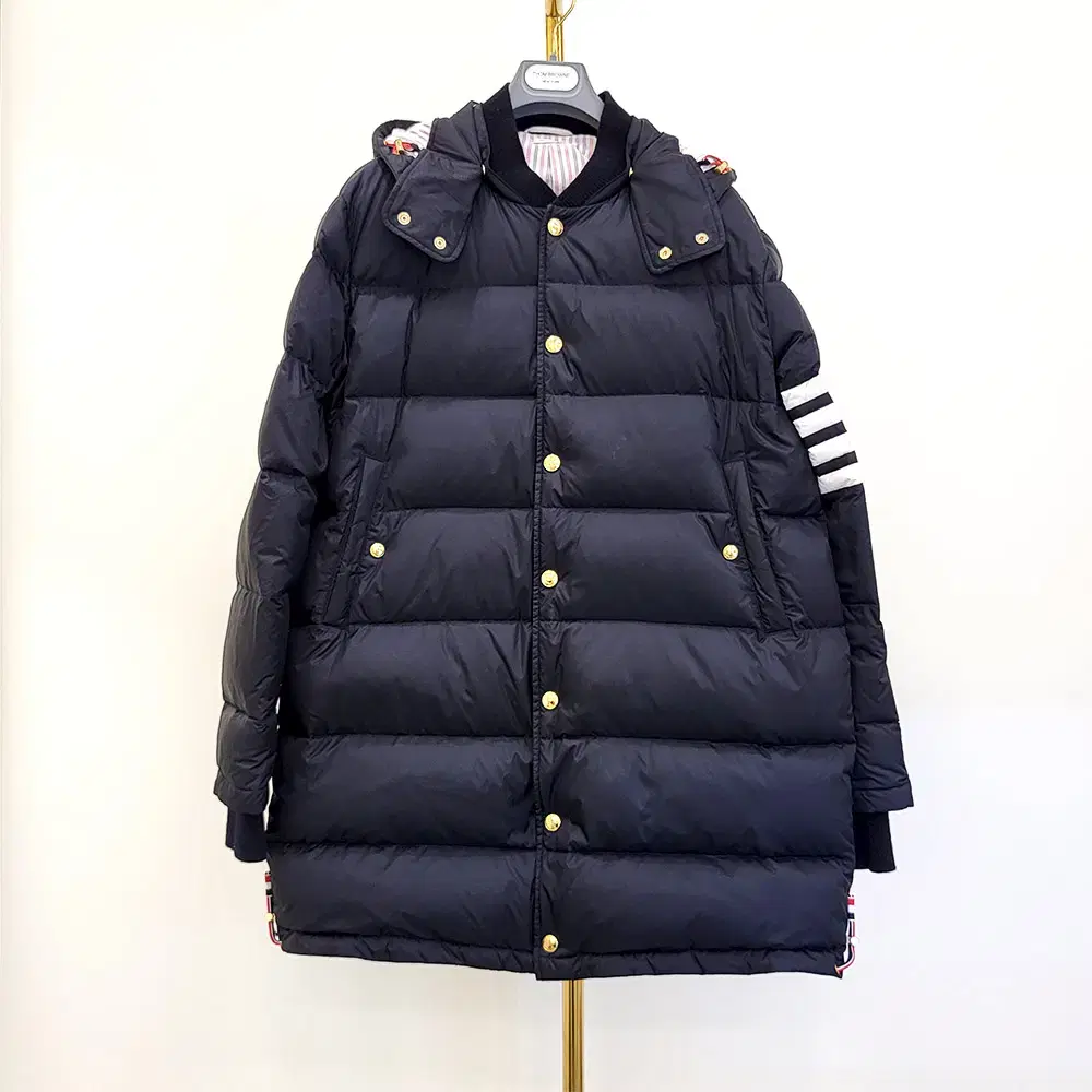 [3] Thom Browne Diagonal Armband Navy Keum Hooded Long Padding