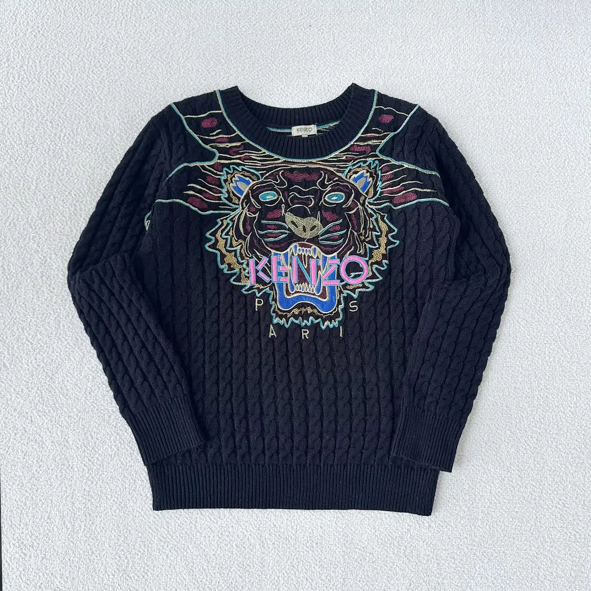 Kenzo Embroidered Tiger Wool Cable Knit (XL)