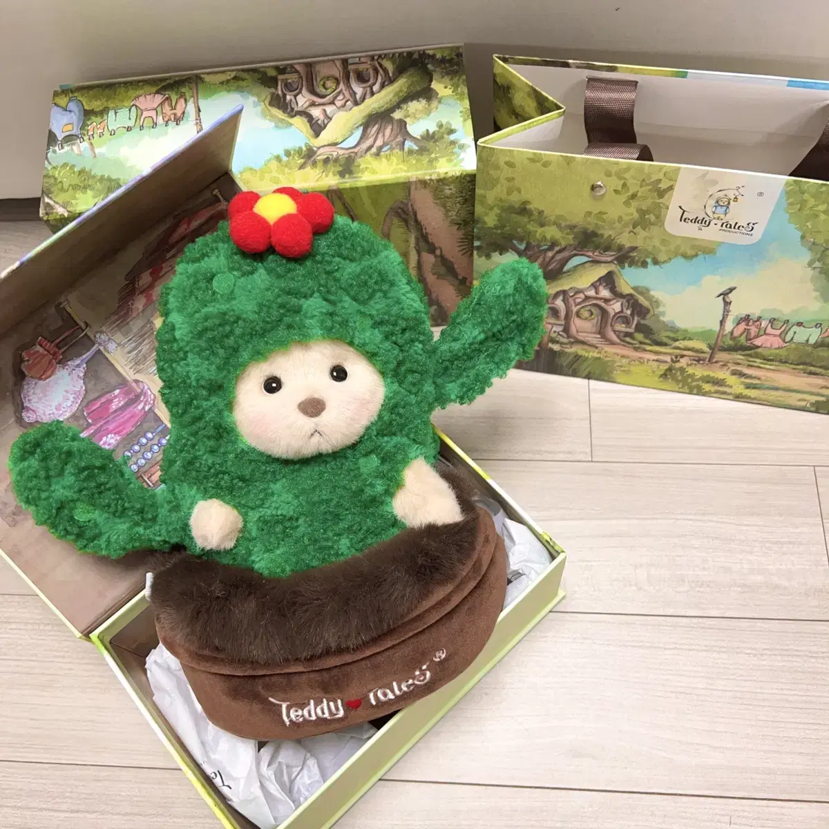 Genuine TeddyTales Lena Bear doll 20cm + Cactus Outfit (Milk Tea)