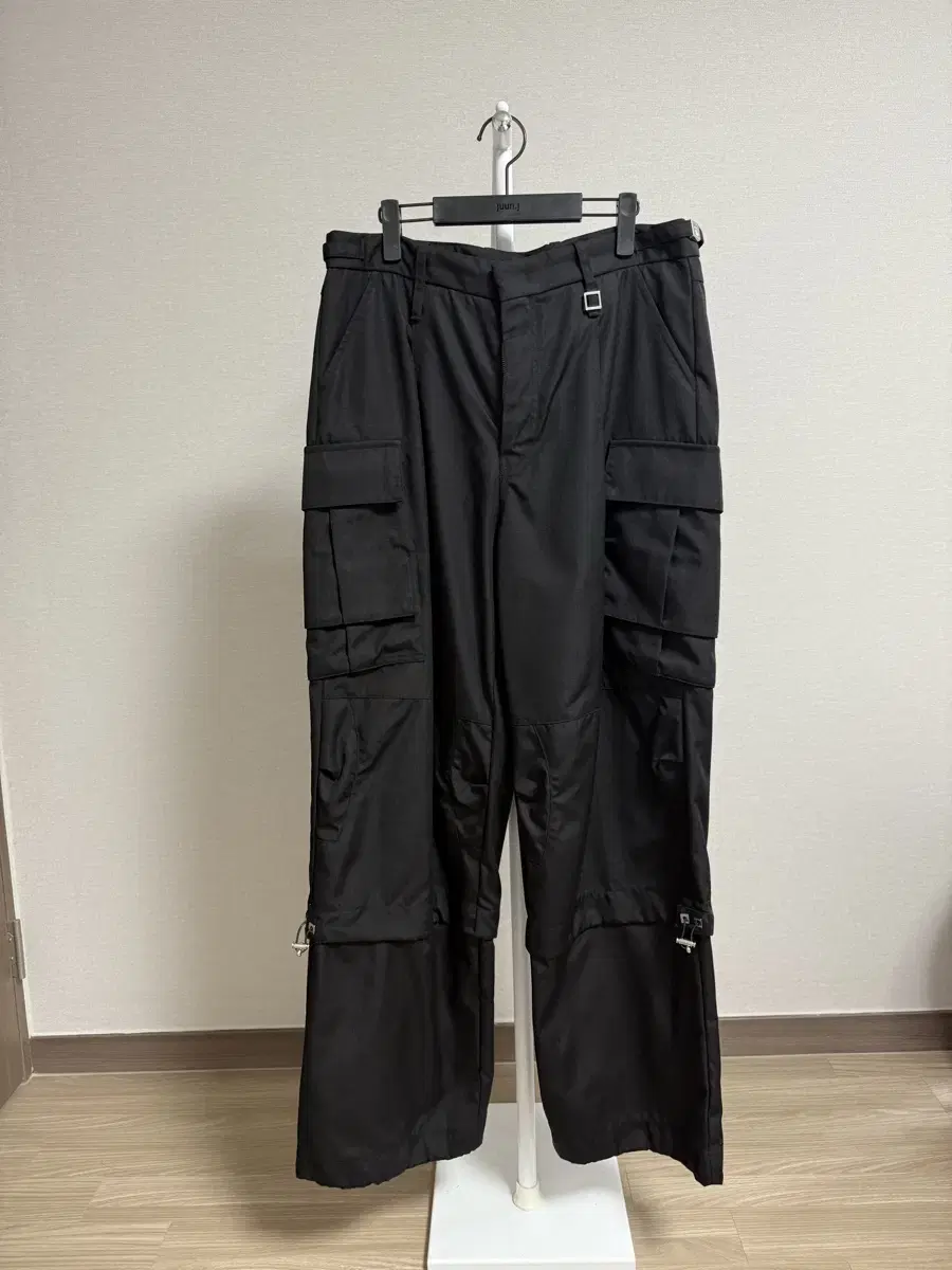 WOOYOUNG Nylon Parachute Cargo Pants Black 50SIZE