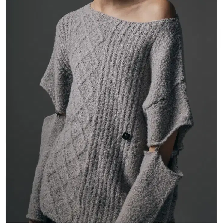 트리밍버드 Sleeve Slit Boat Neck Knit [Grey]