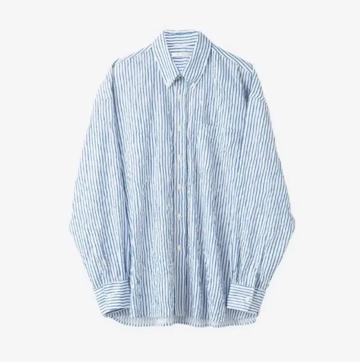 Size 50 Haregashi Burrowed Shirt White bloo Crinkle Stripe