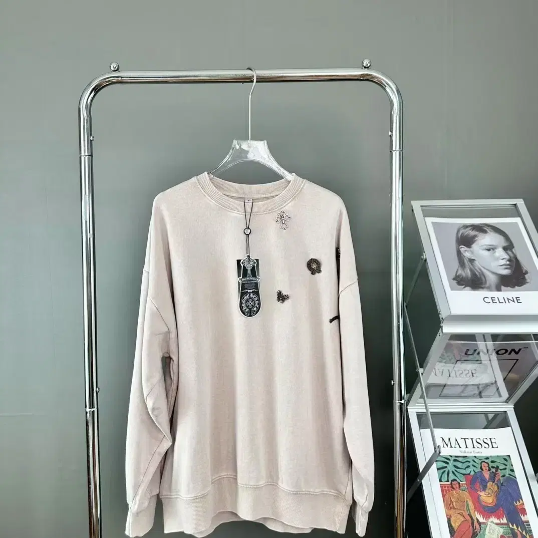 Chrome Hearts Beige Round Casual Top