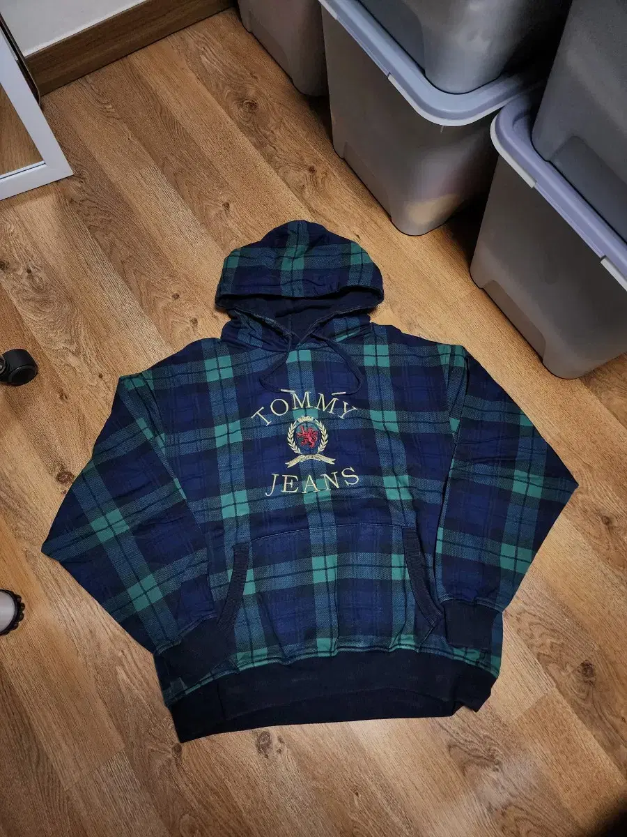 TAKPO)2019 Tommy Jins Crest Check Hoodie L