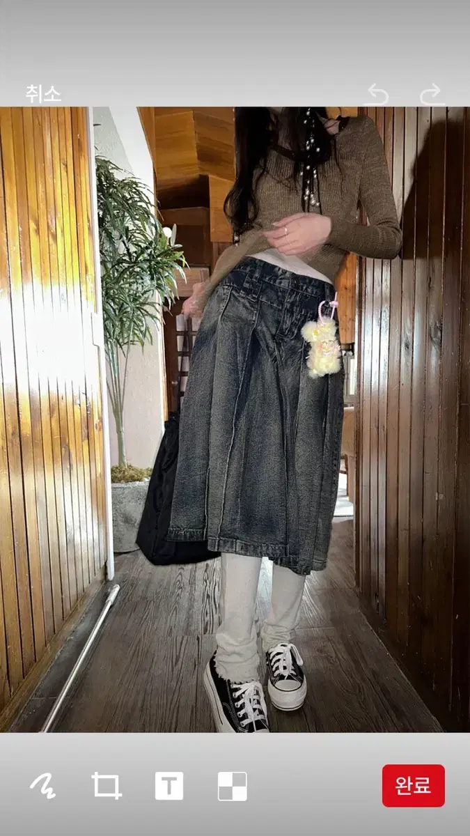 사토미라디오 Denim pleats midi skirt