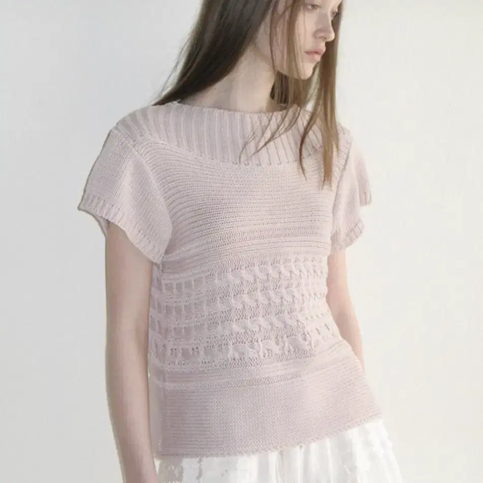 시눈 CABLE HALF KNIT PINK