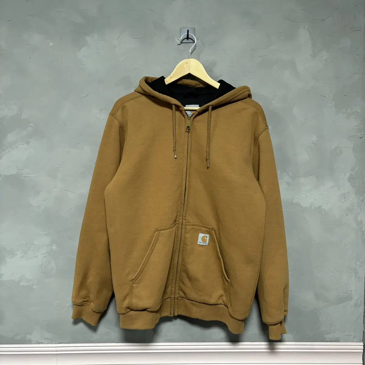 Calhart Thermal Hooded Zip-Up Camel Brown 2