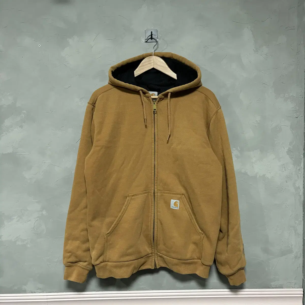 Calhart Thermal Hooded Zip-Up Camel Brown 3