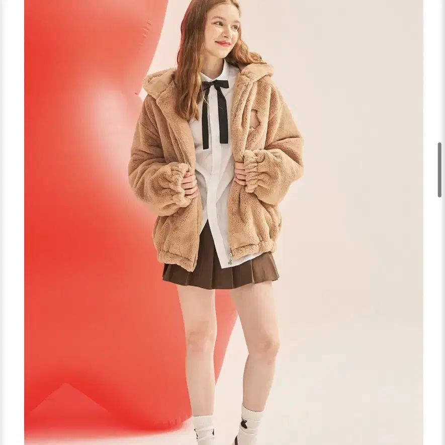 아코스튜디오 베어 퍼 자켓 AQO BEAR FUR JACKET BEIGE