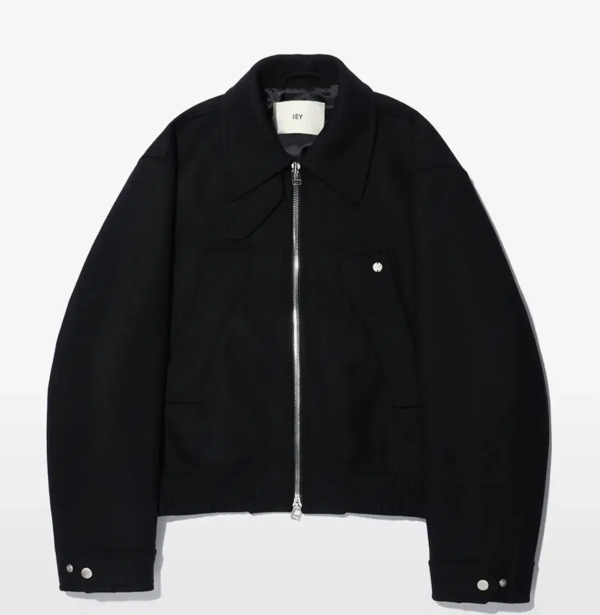 IEY TAP WOOL JACKET Black 이에이 울 해링턴 자켓