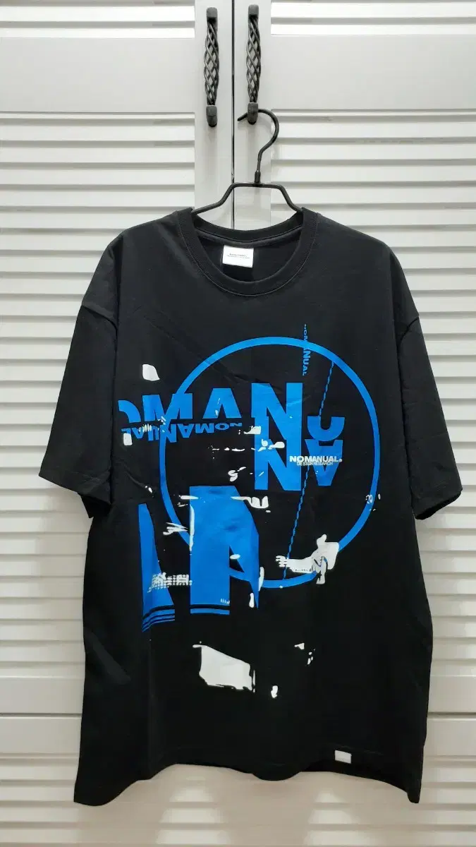 No-Manual Vahn Short Sleeve Tee Black Blue Painting