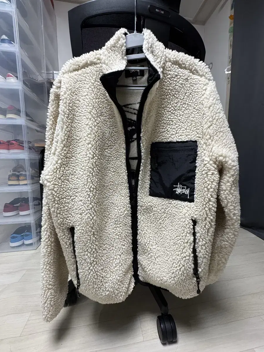 Stussy Venus Jacquard Sherpa Jacket Natural Furry L