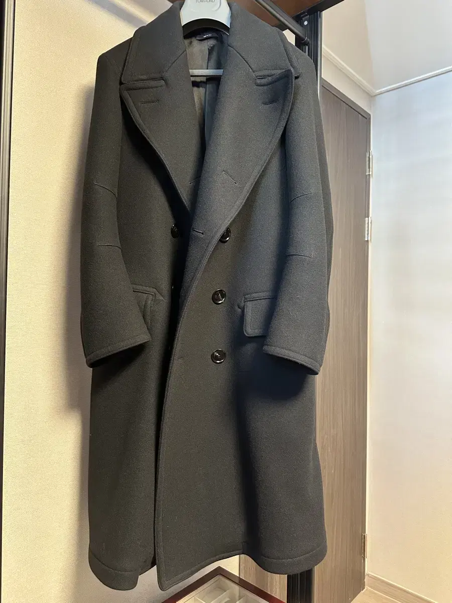 Tom Ford 19FW Jefferies Melton Wool Peacoat in Wool