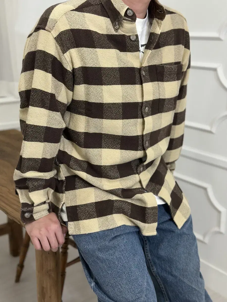 [XL] Robert Friedman Knitted check shirt Italy made