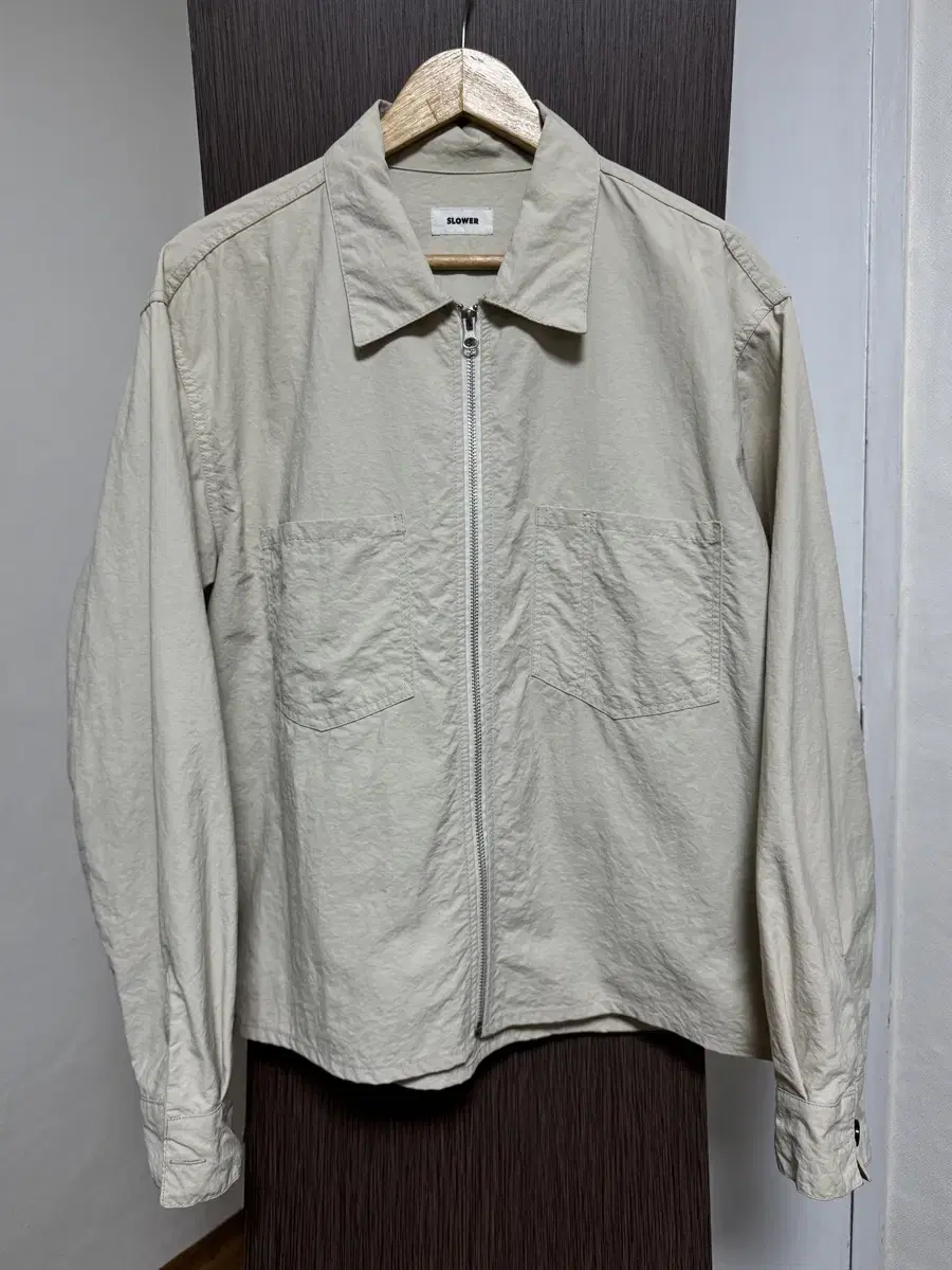 Polyester ST Light Beige Natural Color Plain Shirt Jacket Goffcore ST