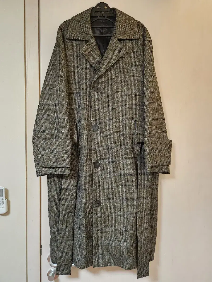 [48]Wooyoung Mi Woo 20FW Main Check Turn-up Coat Khaki