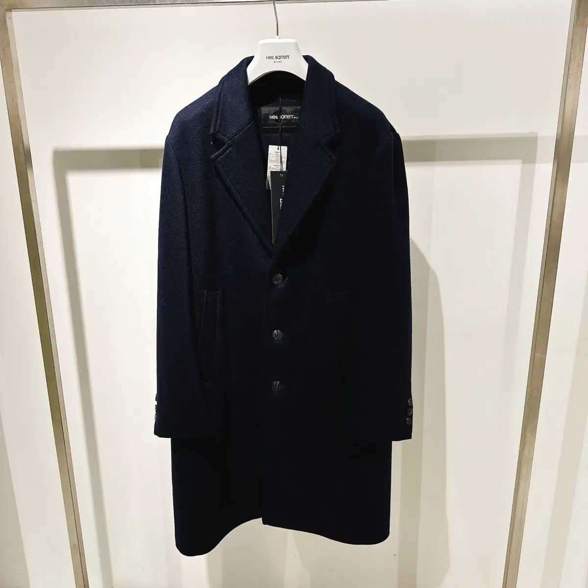 (Genuine/New) Neil Barrett Men's Deep Navy Wool Single Coat