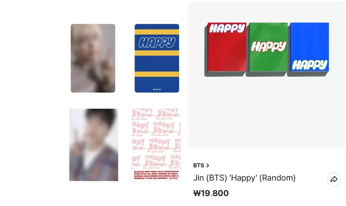 Quick sale)bangtan jin 석진 happy japan album set pre-order benefit with 2nd chugeumX