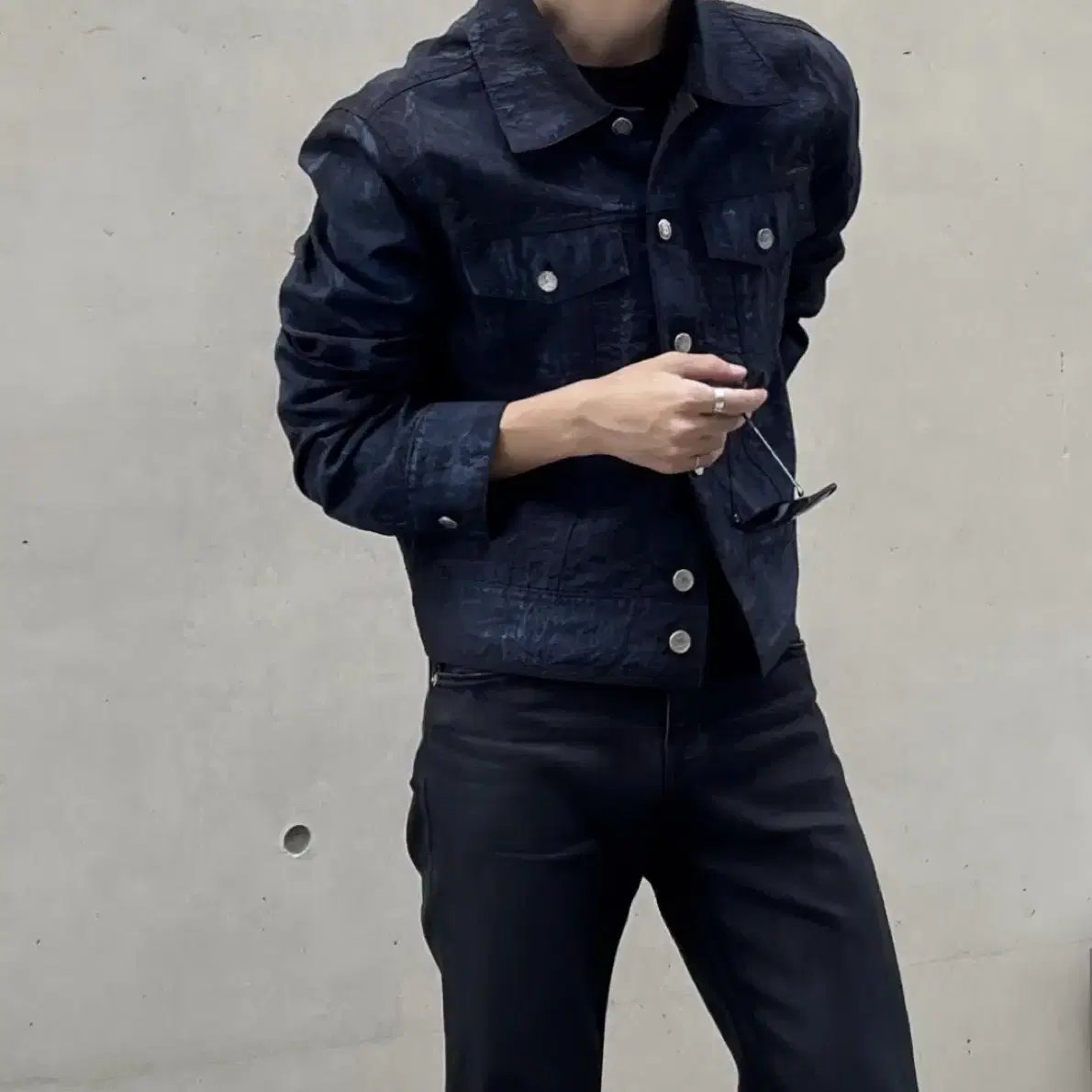 Kanghyuk black&blue waxed airbag jacket