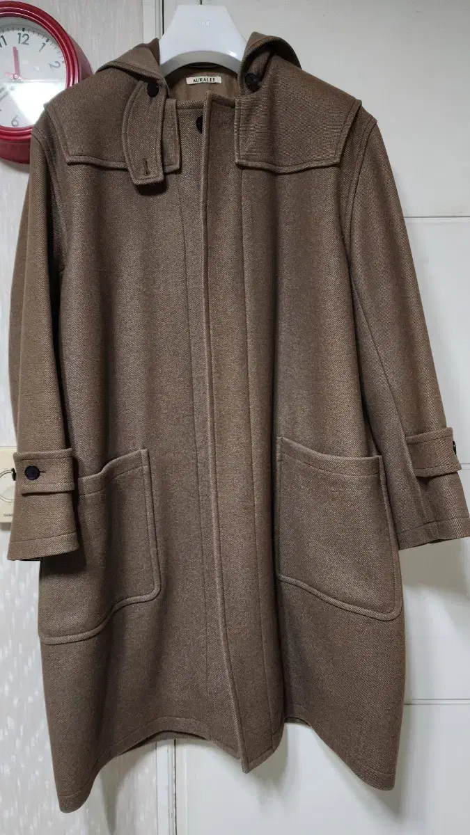 AURALEE Wool and silk duffle coat size 4 light brown