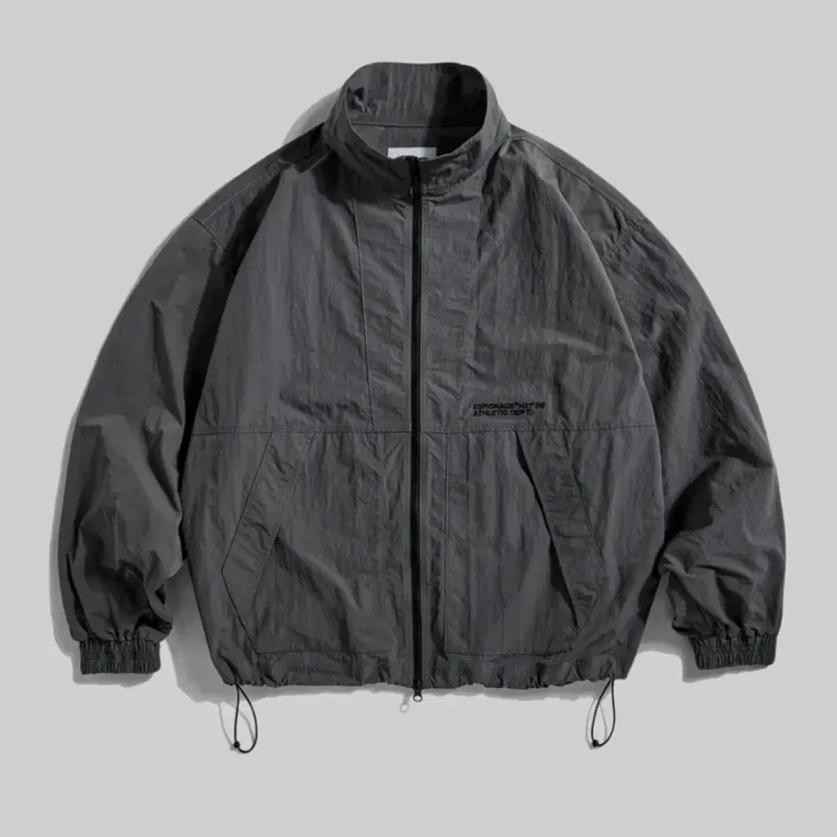 Espionage Nylon Track Jacket Windbreaker Charcoal