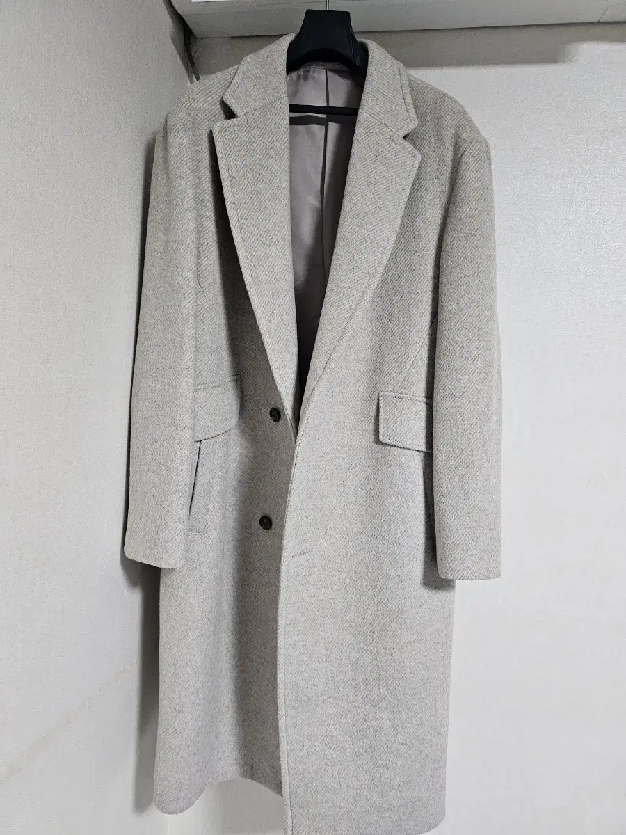 Geosongio twill tissue semi-over double-breasted coat 100