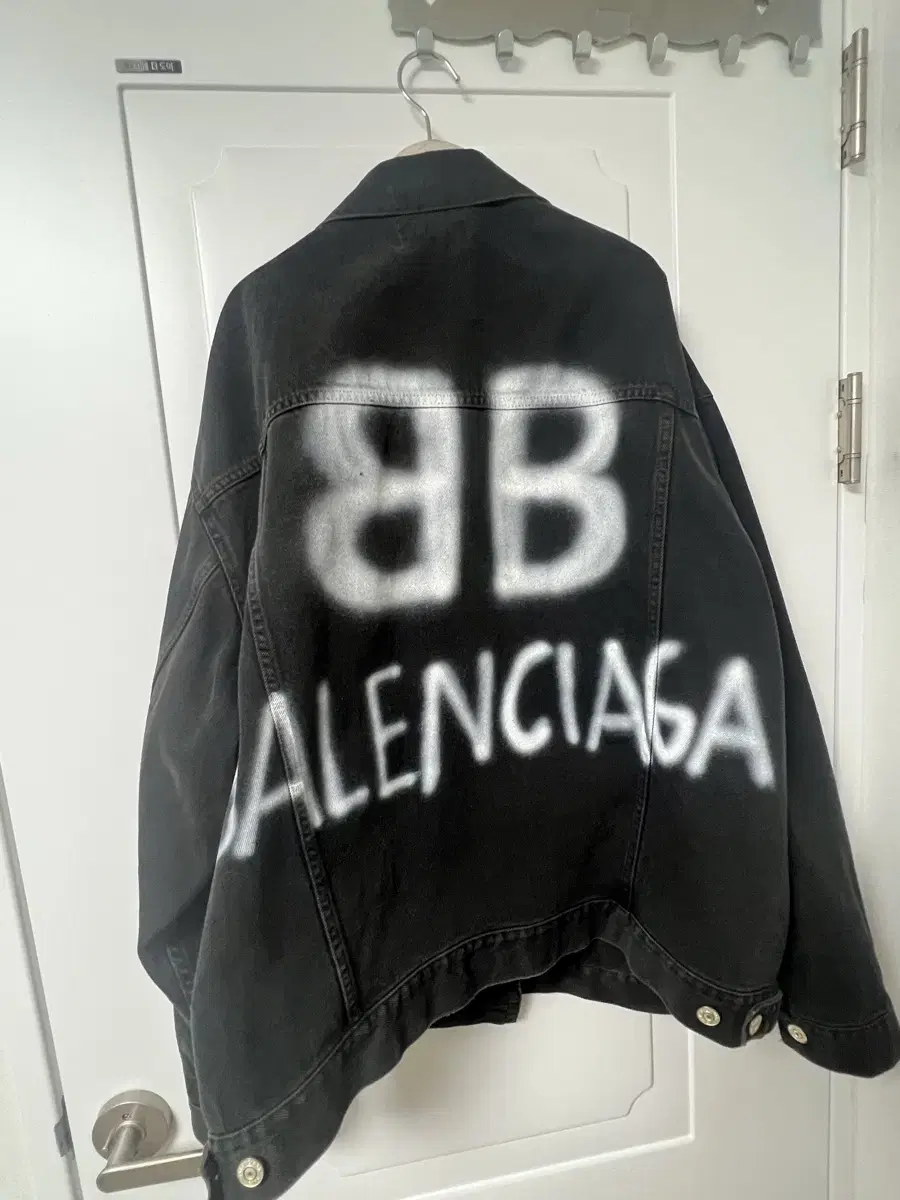 Balenciaga Sprayed Denim Jacket Black Blue