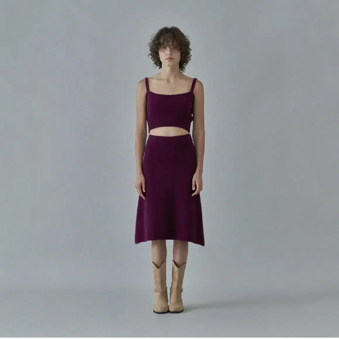 위드아웃썸머 skin sleeveless&skirt set_grape