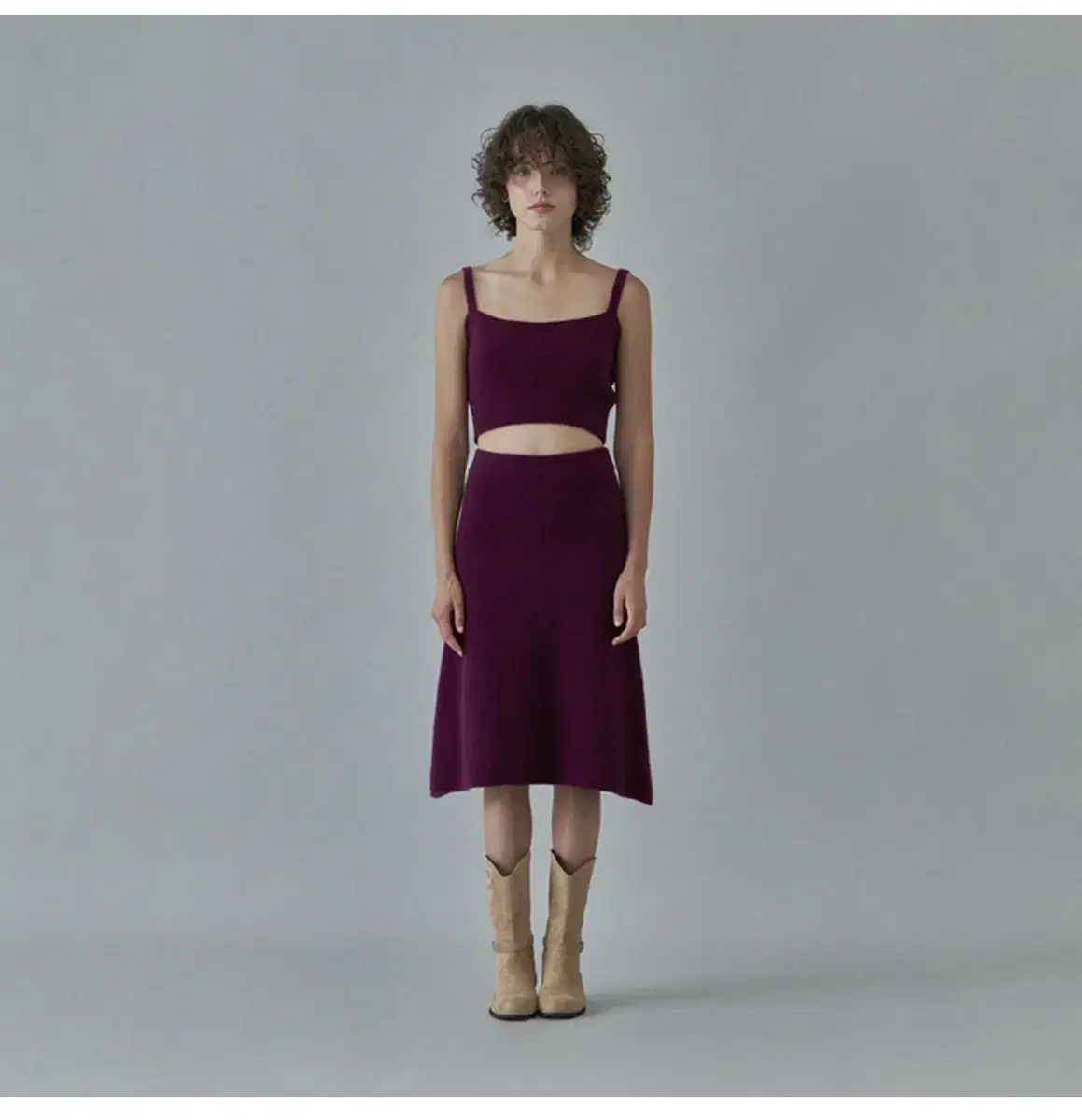 위드아웃썸머 skin sleeveless&skirt set_grape